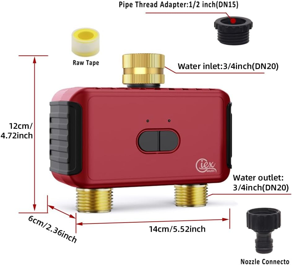 2-Zone Smart WiFi Water Timer with Full Brass Connectors