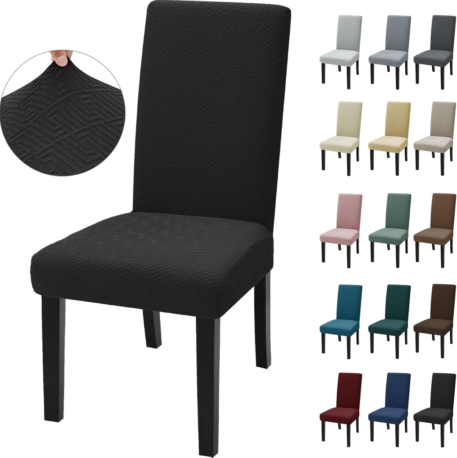 Geometric Jacquard Elastic Dining Chair Covers