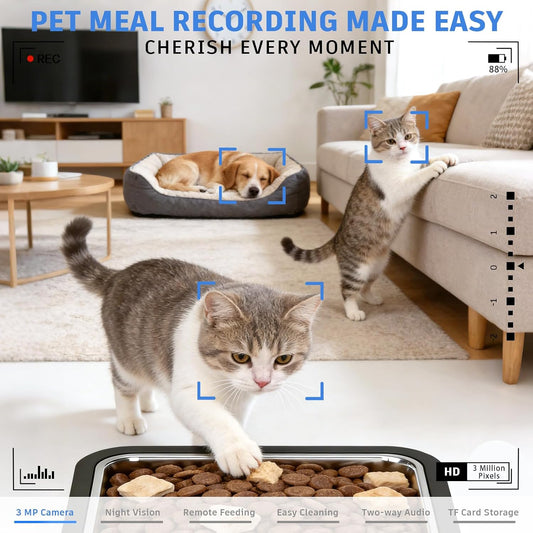 Smart Automatic Dual-Bowl Pet Feeder with 1080P HD Camera