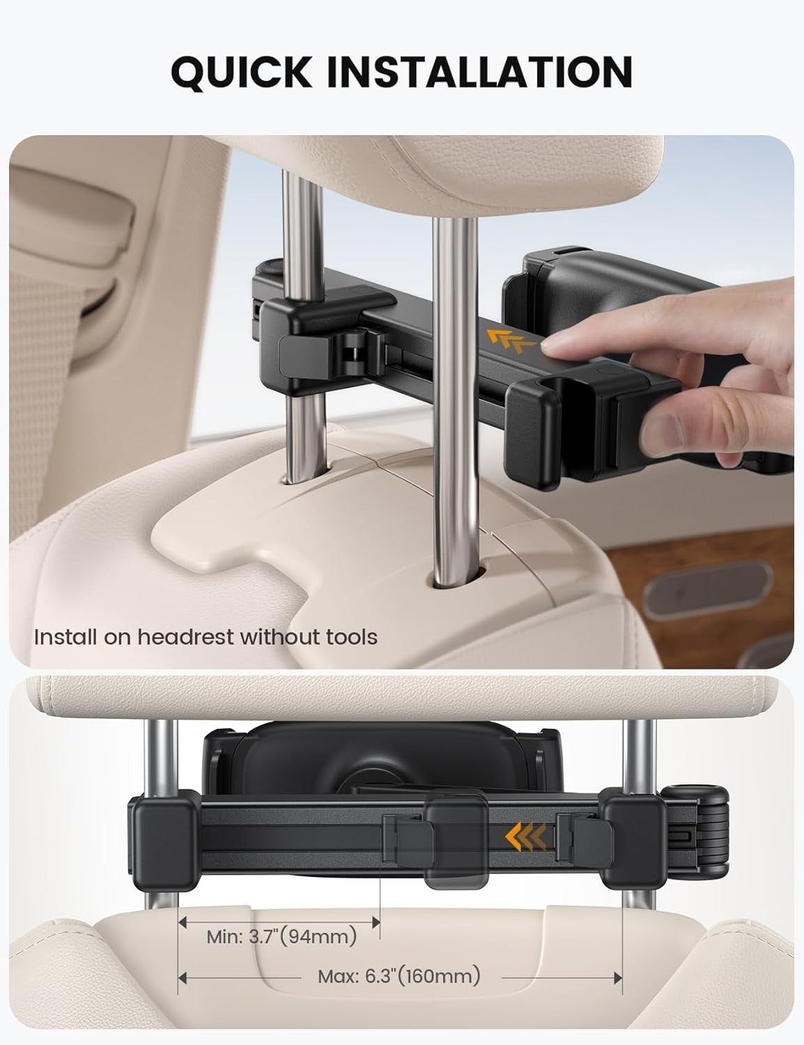 Anti-Vibration Car Headrest Tablet Mount