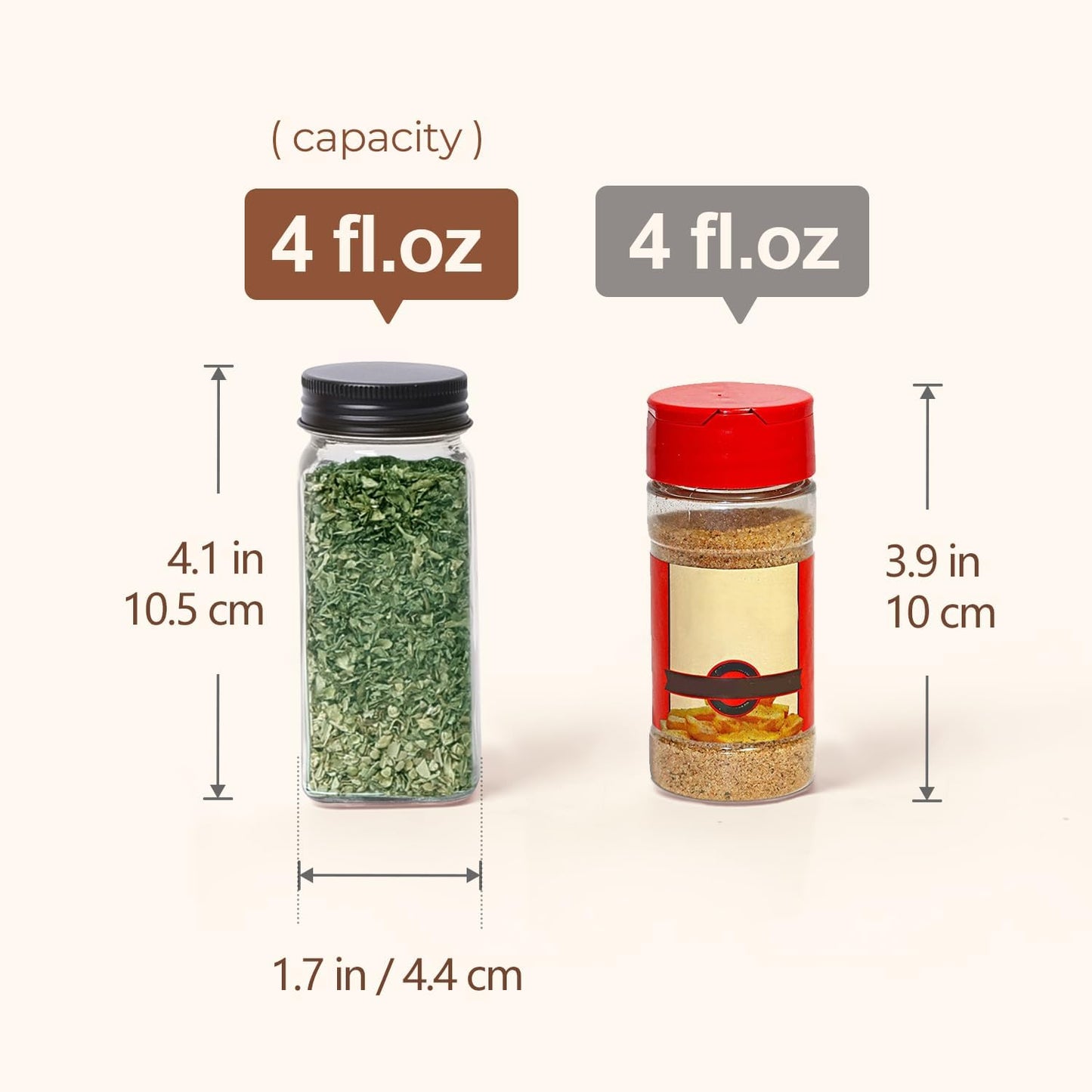 6-Piece Square Glass Spice Jar Set with Lids & Labels