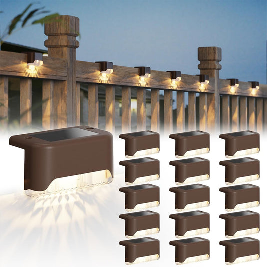 16-Pack Outdoor Solar Step & Fence Lights (Warm White)