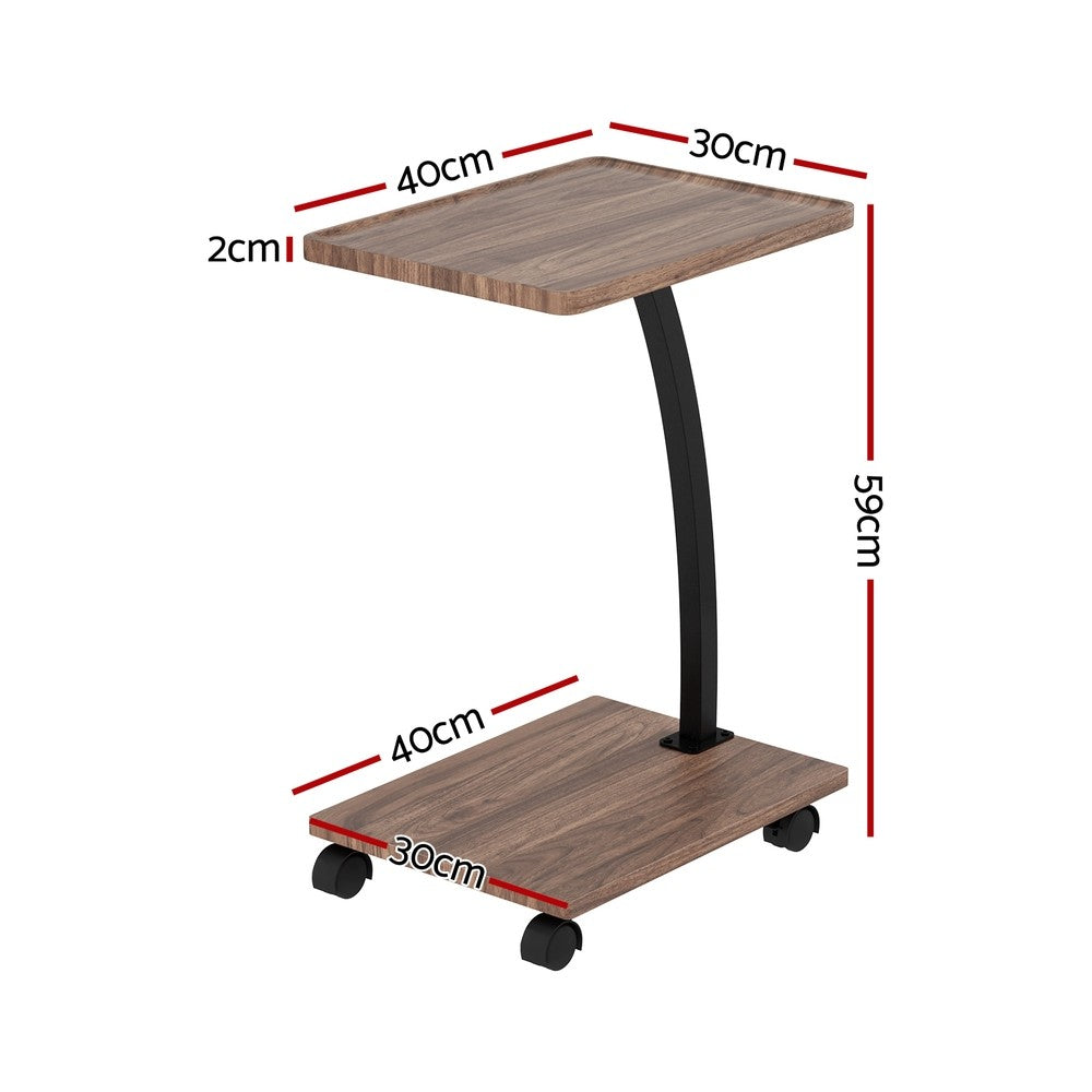 Artiss Mobile C-Shaped Coffee & Side Table