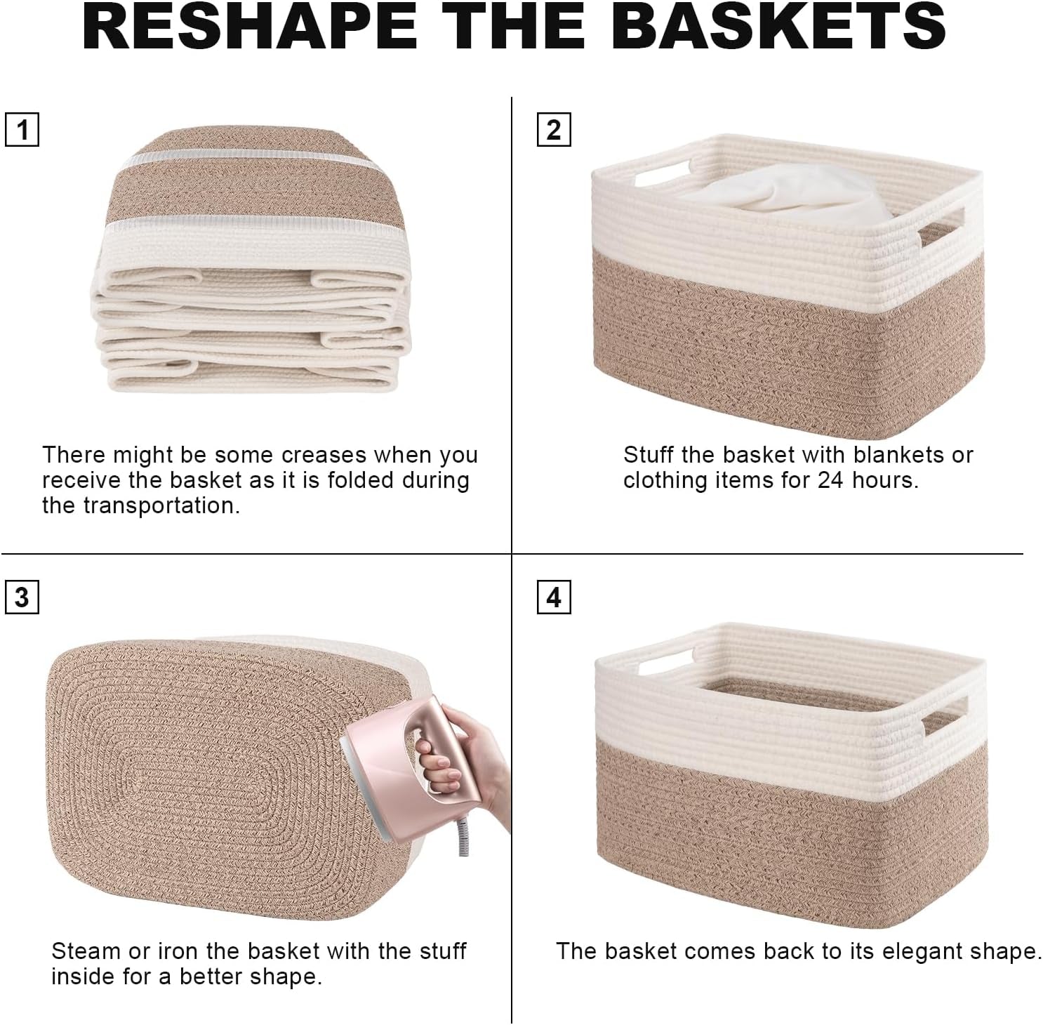 SIXDOVE Soft Woven Cotton Rope Storage Basket Set (Set of 4)