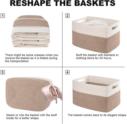 SIXDOVE Soft Woven Cotton Rope Storage Basket Set (Set of 4)