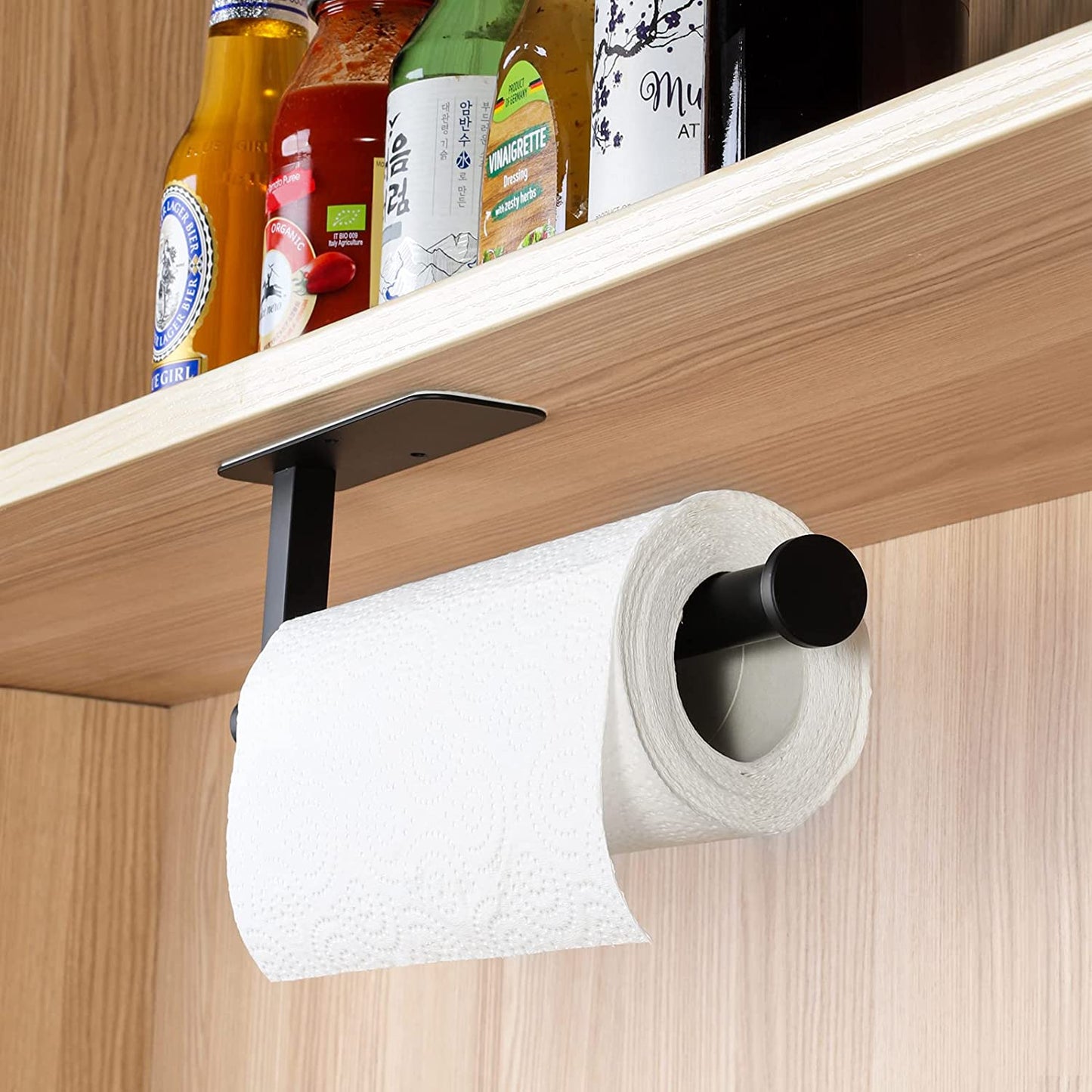 ASTOFLI Stainless Steel Under-Cabinet Paper Towel Holder (Black)