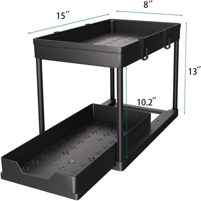 DEKAVA 2-Tier Sliding Under-Sink Cabinet Organiser (2-Pack)