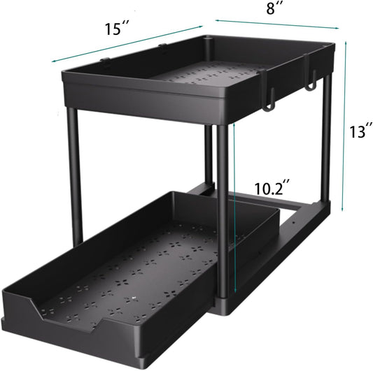 DEKAVA 2-Tier Sliding Under-Sink Cabinet Organiser (2-Pack)