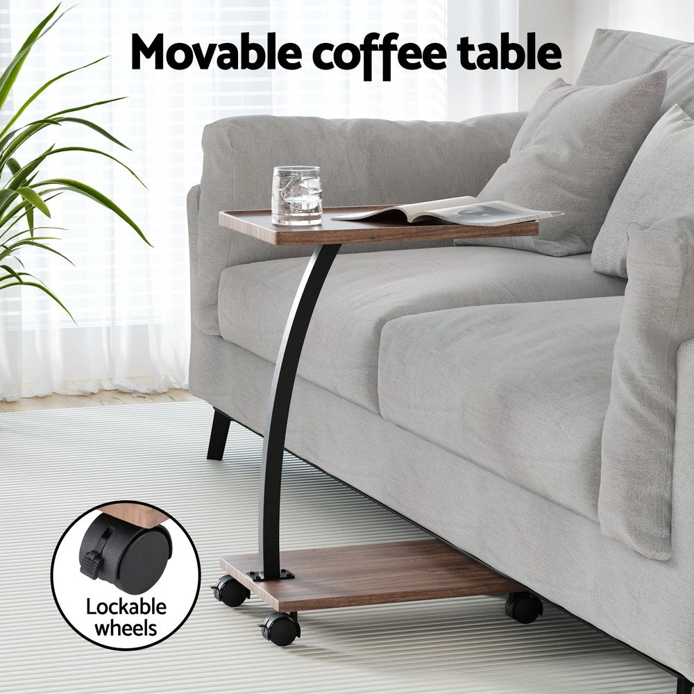 Artiss Mobile C-Shaped Coffee & Side Table