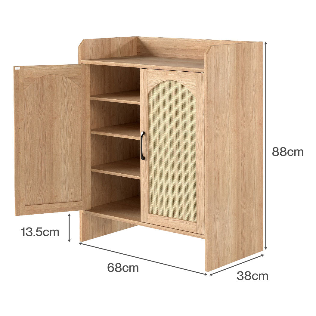 Levede 5 Tier Shoe Cabinet Wooden Double Door Storage Rack Organiser Entryway