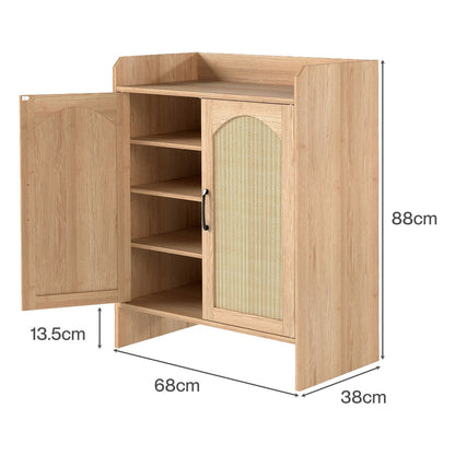 Levede 5 Tier Shoe Cabinet Wooden Double Door Storage Rack Organiser Entryway
