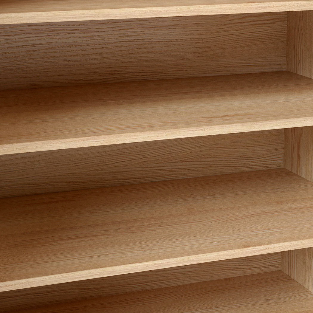 Levede 5 Tier Shoe Cabinet Wooden Double Door Storage Rack Organiser Entryway